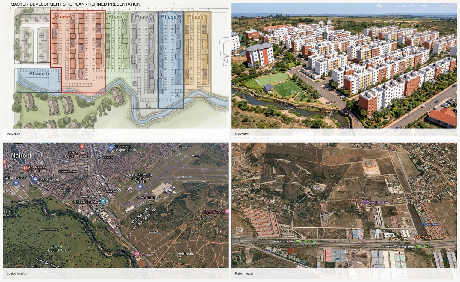 Placemakers platform visuals showing masterplan, site context and corridor location